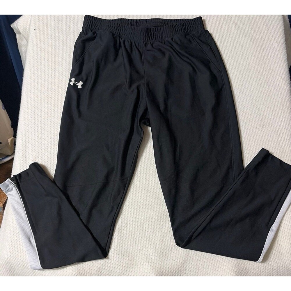 Under Armour Men's Large Fitted Track Pants - Black/White